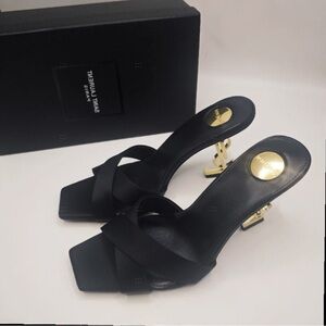 Black Designer Open Toe Evening Mules